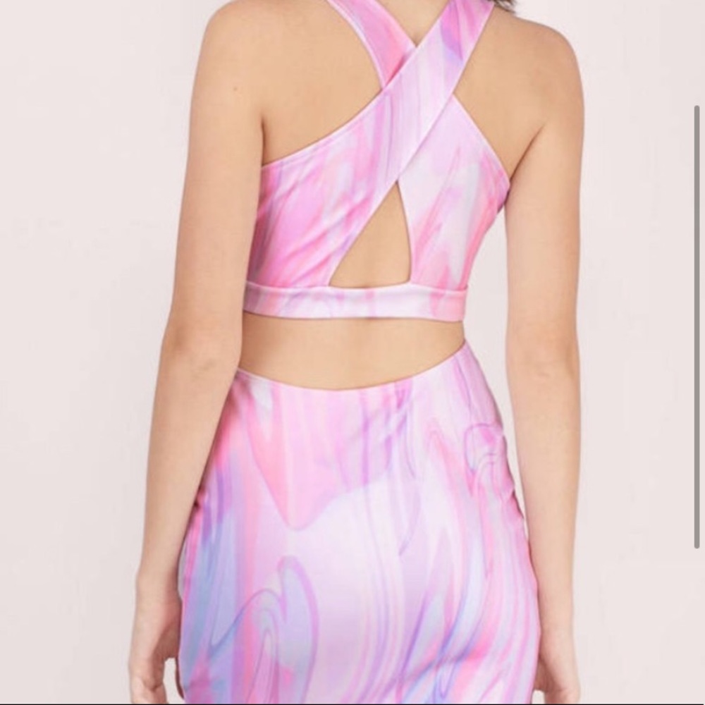 Pink marble cutout dress